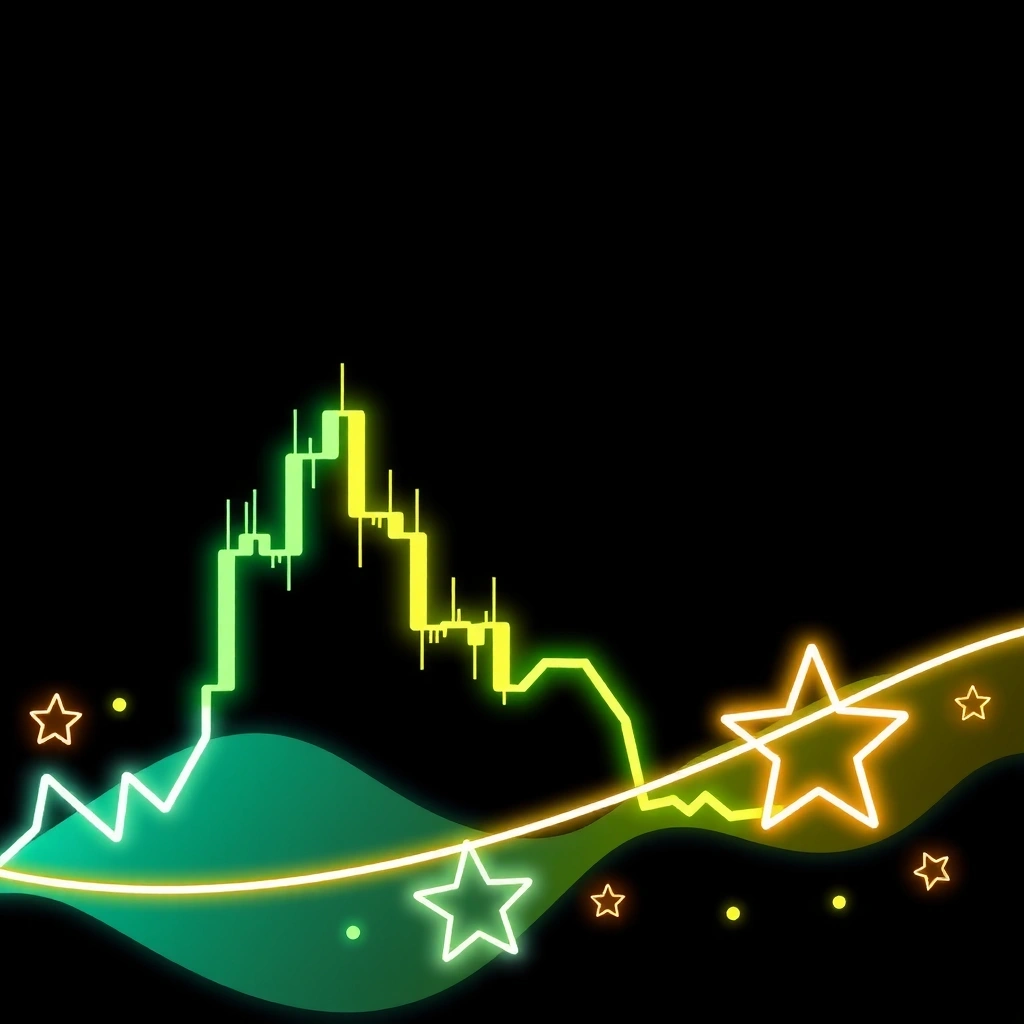 Neon trading background with candlesticks